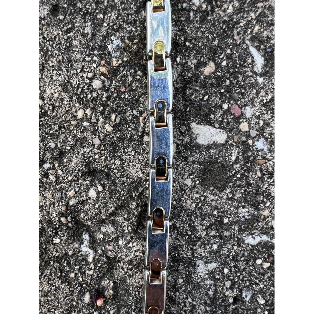 VTG TIFFANY & CO 925-750 Two Tone H Bar Flat Mechanical Link Necklace - Picture 9 of 12